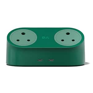DailyObjects Loft Charging Station – 2 Type-C Ports – 65W, 2 Type-D Ports – 2500W, 5ft Long Cable, Compatible with All Devices, Supports Laptop Charging for Office, Home Appliances, GaN5 – Green