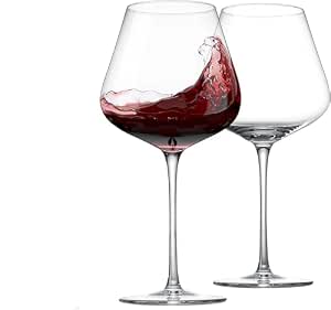 PrimeWorld 4 Pcs Red Wine Glasses Set of 600ml Burgundy Wine Glasses with Long Stem – Lead-Free Premium Crystal Wine Glass – Unique Gift for Wedding, Anniversary, Christmas – Clear