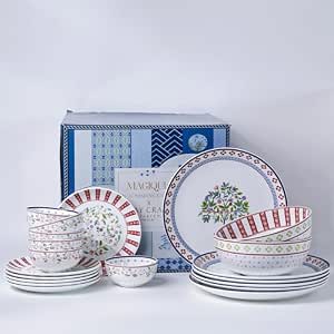 Magique Premium Fine Ceramic Dinner Set 20 Pieces | Microwave & Dishwasher Safe | Slim, Lightweight, Ultra-White | Lead & Cadmium Free | Daily Use Crockery Set for Home & Gifting